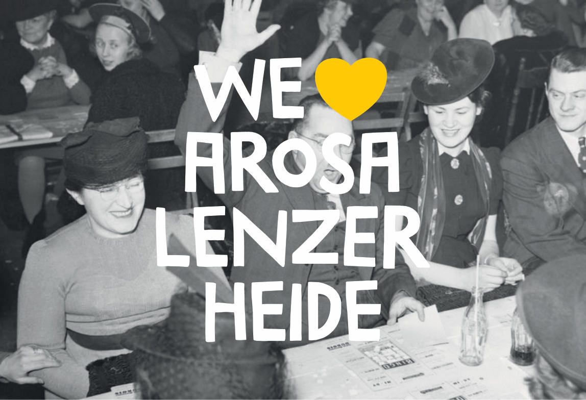 Historisches Bingo-Foto mit We love Arosa Lenzerheide Logo